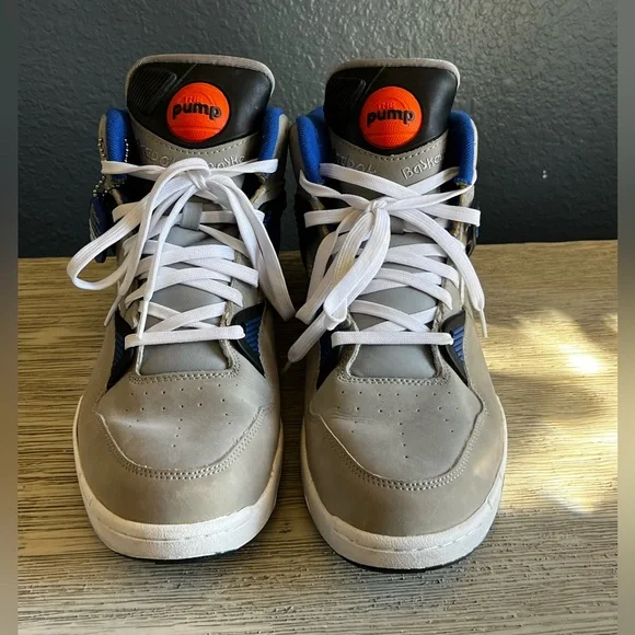 LIKE NEW!!! Reebok Pump Omni Zone Retro High-Top Sneakers in Tin Grey Royal